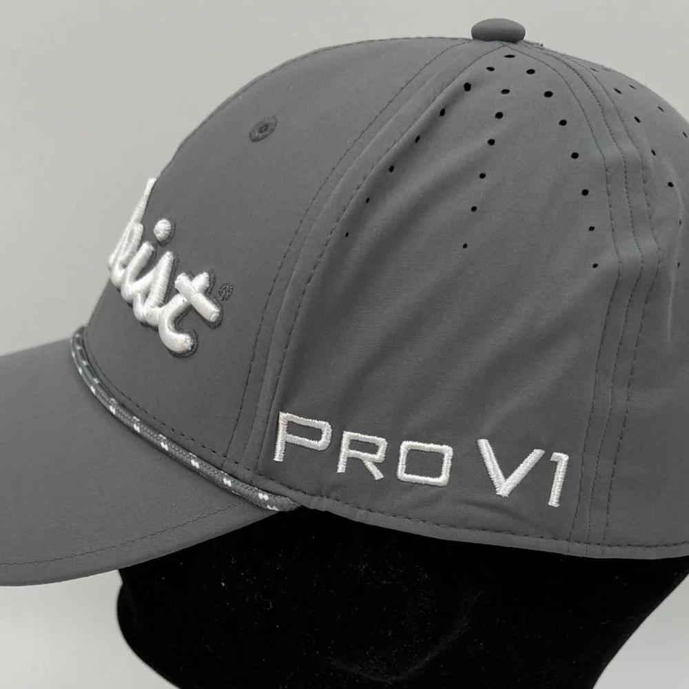 Titleist Golf Tour Breezer FJ ProV1 Adjustable Hat in Charcoal Grey w White NWOT